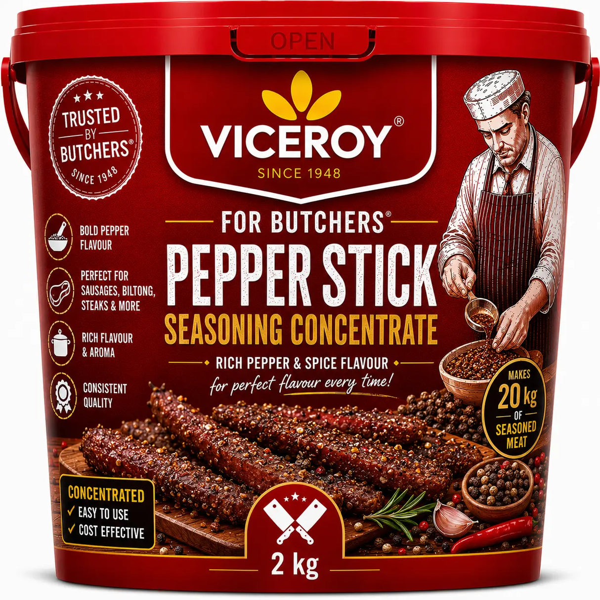 VICEROY® For Butchers® Pepper Stick Seasoning Concentrate 2kg - Viceroy.net.au